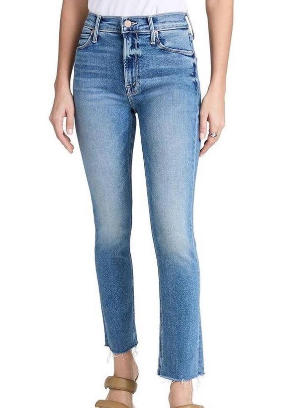 MOTHER Mid Rise Dazzler Ankle Fray Jeans in Riding The Cliffside size 30